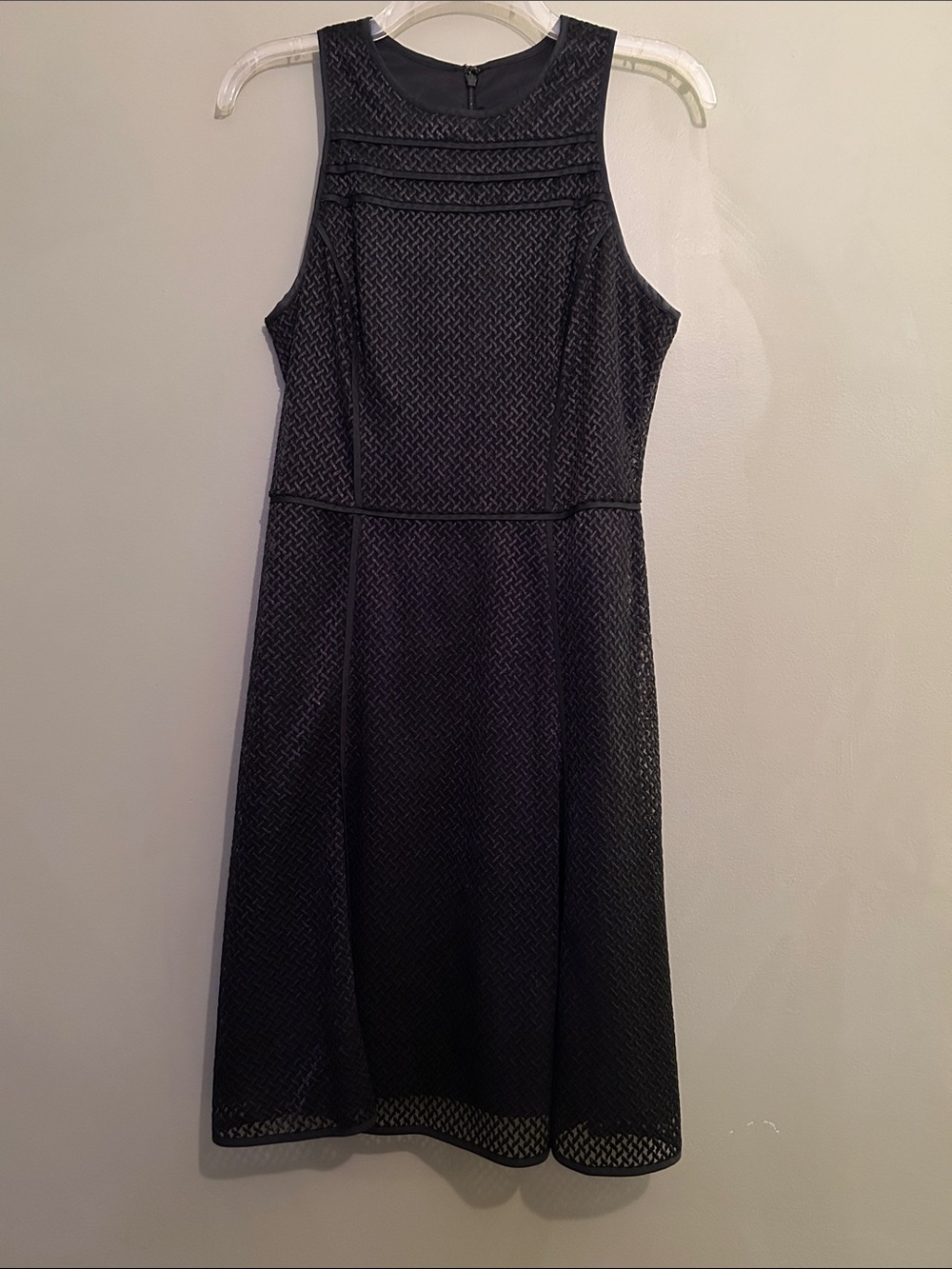 Banana Republic BR Monogram Black Geo Lace Fit-and-Flare Sleeveless Dress Size 4